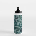 The Wild North, Wildlife, Blue Silhouette Forest and Animal Print Water Bottle Gallery Image 3