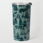 The Wild North, Wildlife, Blue Silhouette Forest and Animal Print Travel Mug Gallery Image 2