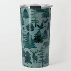 The Wild North, Wildlife, Blue Silhouette Forest and Animal Print Travel Mug Gallery Image 1