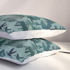 The Wild North, Wildlife, Blue Silhouette Forest and Animal Print Pillow Sham Gallery Image 3