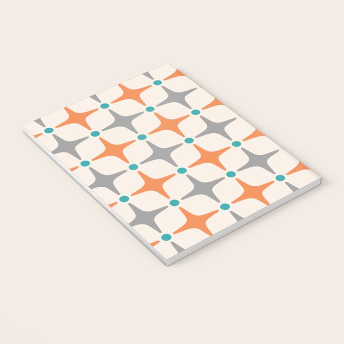 Mid Century Modern Starburst Pattern 993 Pattern Grey Blue and Orange Notebook Gallery Image 3