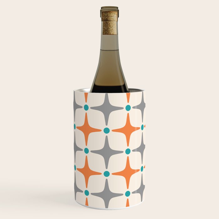Mid Century Modern Starburst Pattern 993 Pattern Grey Blue and Orange Wine Chiller Gallery Image 2
