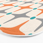 Mid Century Modern Starburst Pattern 993 Pattern Grey Blue and Orange Bath Mat Gallery Image 3