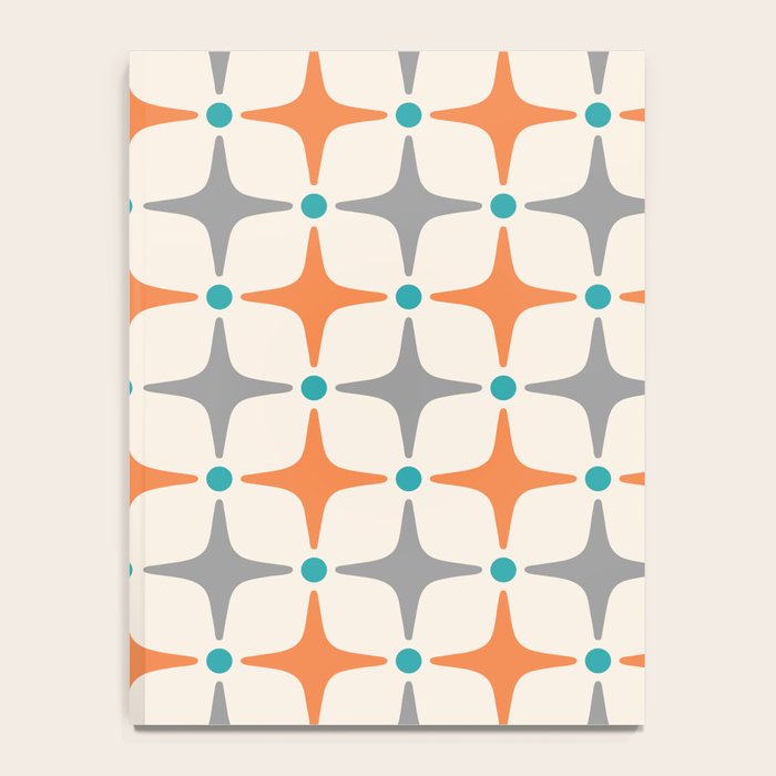 Mid Century Modern Starburst Pattern 993 Pattern Grey Blue and Orange Notebook Gallery Image 4