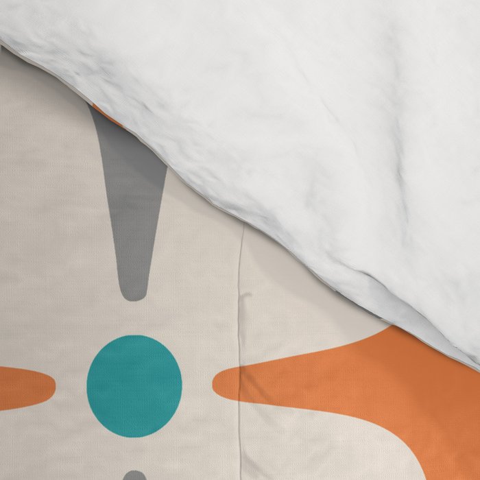 Mid Century Modern Starburst Pattern 993 Pattern Grey Blue and Orange Comforter Gallery Image 4