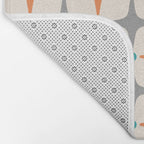 Mid Century Modern Starburst Pattern 993 Pattern Grey Blue and Orange Bath Mat Gallery Image 2