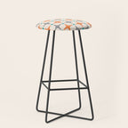 Mid Century Modern Starburst Pattern 993 Pattern Grey Blue and Orange Stool Gallery Image 1