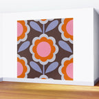 HELLO BOLD RETRO DAISY FLOWERS PATTERN IN BLOOM 3. BROWN Wall Mural Gallery Image 2