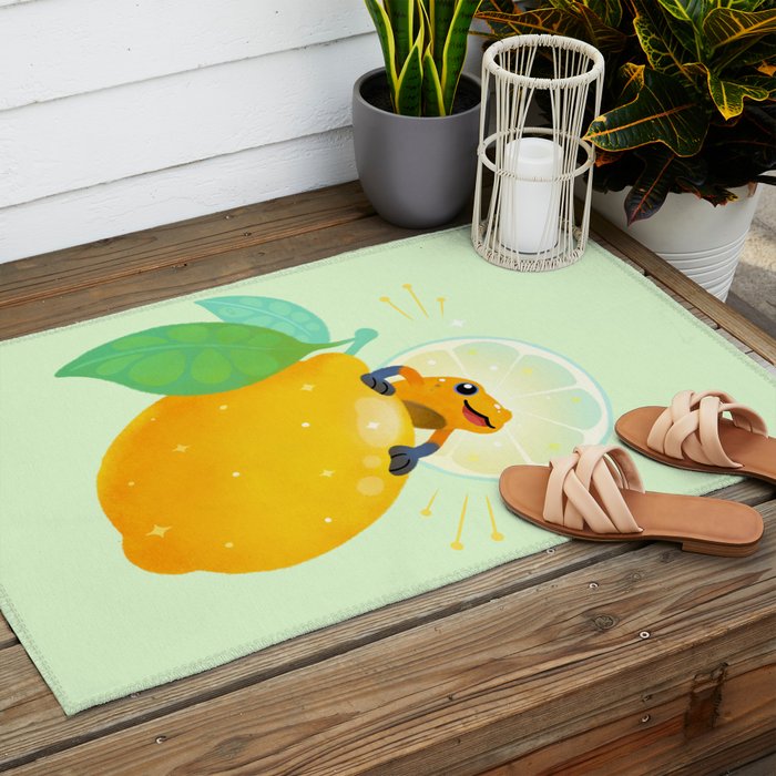 Golden poison lemon sherbet 1 Outdoor Rug Gallery Image 2