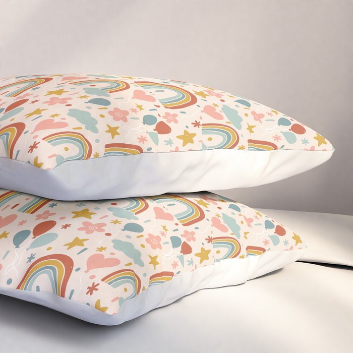 Rainbow Party Theme Pillow Sham Gallery Image 3