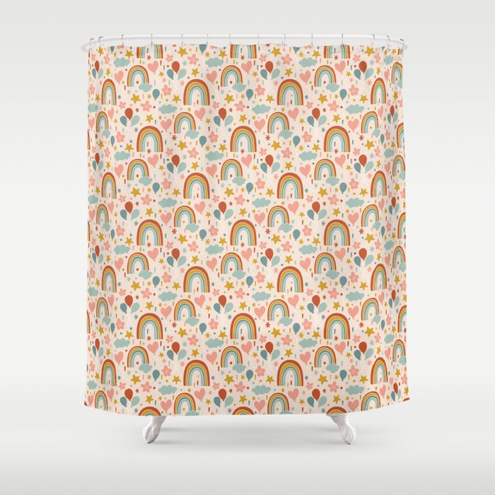 Rainbow Party Theme Shower Curtain Gallery Image 1