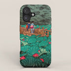 Antique Japanese Woodblock Print East Asian Art  Hasui Shiba Benten Pond iPhone Case Gallery Image 1