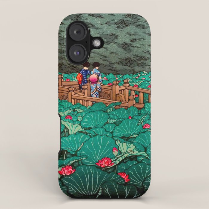 Antique Japanese Woodblock Print East Asian Art  Hasui Shiba Benten Pond iPhone Case Gallery Image 1