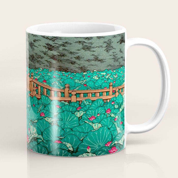 Antique Japanese Woodblock Print East Asian Art  Hasui Shiba Benten Pond Coffee Mug Gallery Image 1
