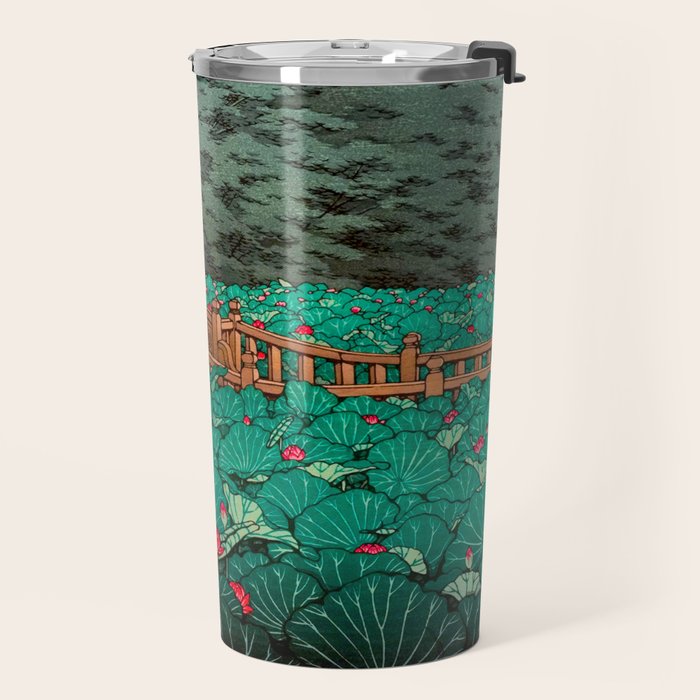 Antique Japanese Woodblock Print East Asian Art  Hasui Shiba Benten Pond Travel Mug Gallery Image 2