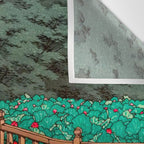Antique Japanese Woodblock Print East Asian Art  Hasui Shiba Benten Pond Wall Tapestry Gallery Image 3