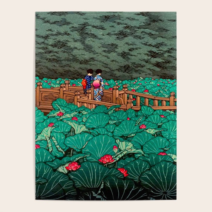 Antique Japanese Woodblock Print East Asian Art  Hasui Shiba Benten Pond Poster Gallery Image 4