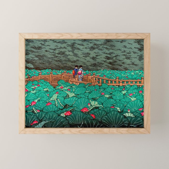 Antique Japanese Woodblock Print East Asian Art  Hasui Shiba Benten Pond Mini Art Print Gallery Image 1