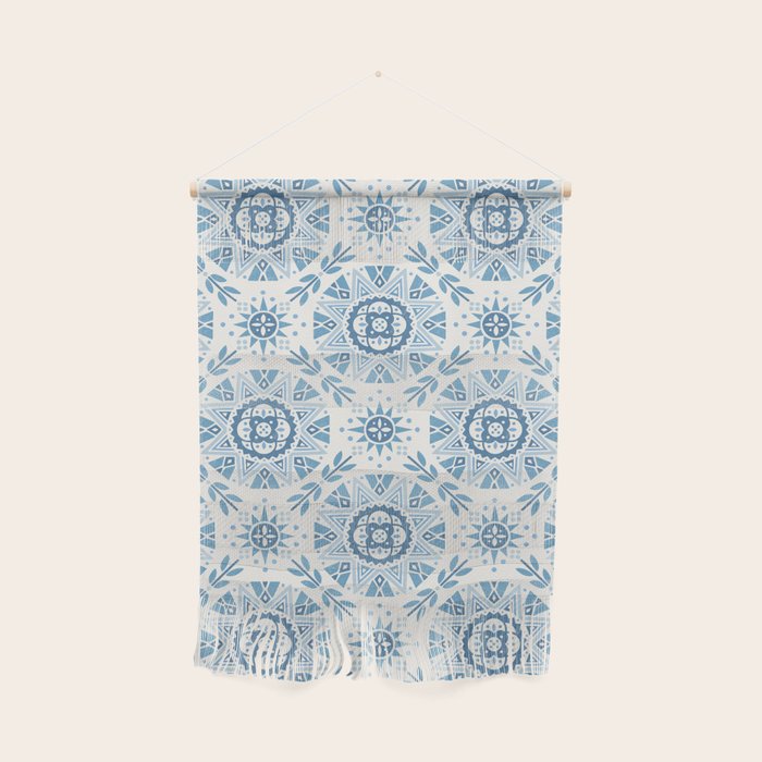 Folk Art Shapes Block Print - Blue Wall Hanging Gallery Image 1