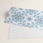 Folk Art Shapes Block Print - Blue Wrapping Paper Gallery Image 2