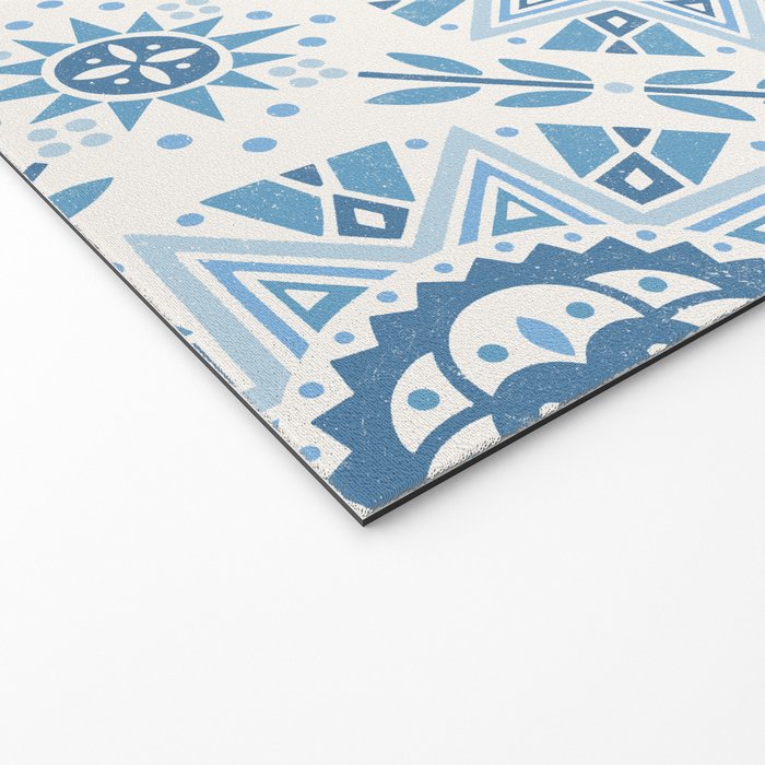 Folk Art Shapes Block Print - Blue Welcome Mat Gallery Image 2