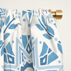 Folk Art Shapes Block Print - Blue Window Curtain Gallery Image 2