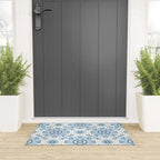 Folk Art Shapes Block Print - Blue Welcome Mat Gallery Image 3