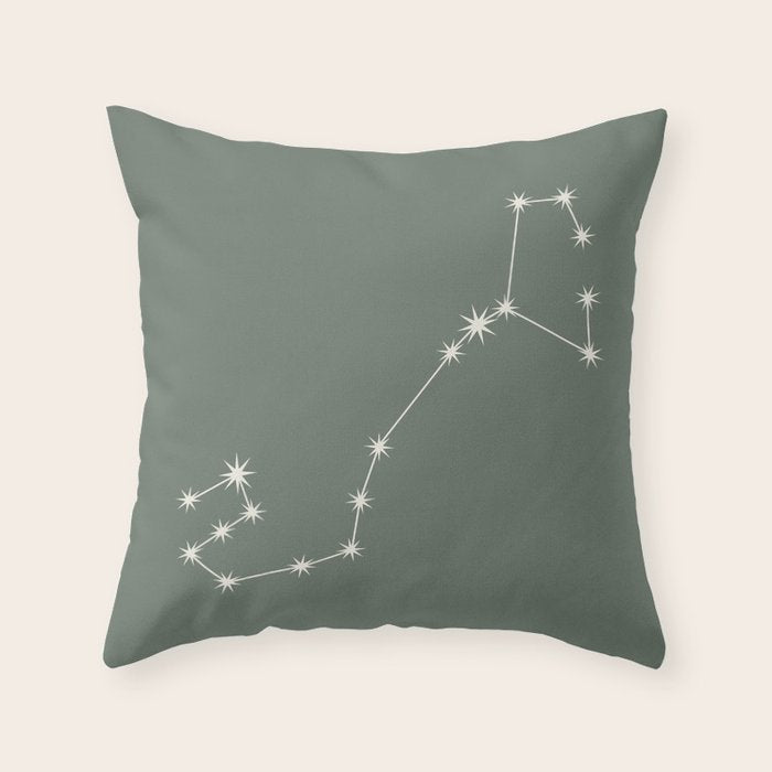 Scorpio Zodiac Star Constellation Line Art Sage Throw Pillow Gallery Image 6