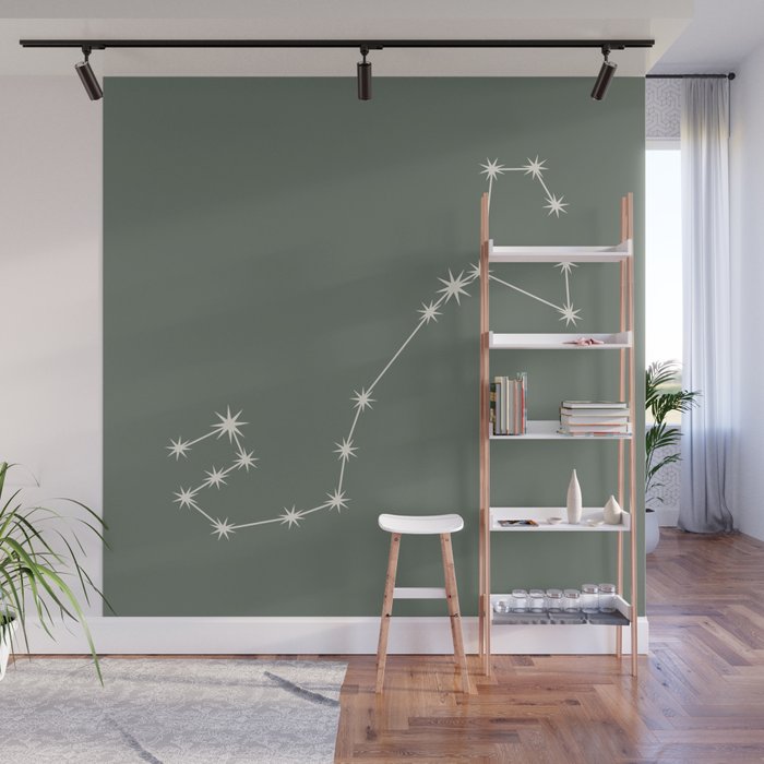 Scorpio Zodiac Star Constellation Line Art Sage Wall Mural Gallery Image 1