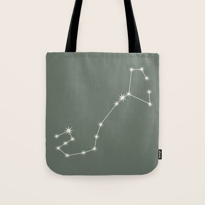 Scorpio Zodiac Star Constellation Line Art Sage Tote Bag Gallery Image 1