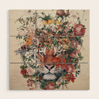 Flower Tiger Wood Wall Art Gallery Image 1