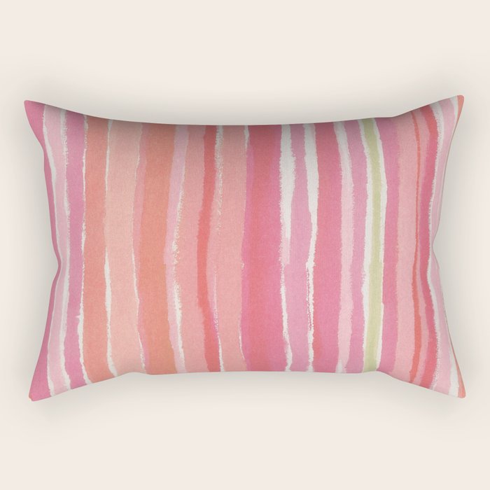 Pink Peach Summer Stripes Rectangular Pillow Gallery Image 2