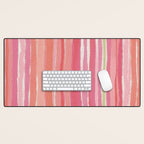 Pink Peach Summer Stripes Desk Mat Gallery Image 1