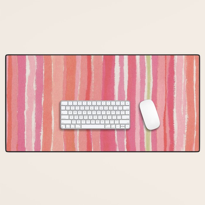 Pink Peach Summer Stripes Desk Mat Gallery Image 1
