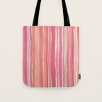 Pink Peach Summer Stripes Tote Bag Gallery Image 1