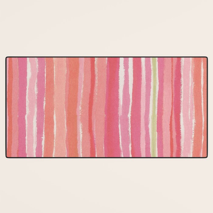 Pink Peach Summer Stripes Desk Mat Gallery Image 3