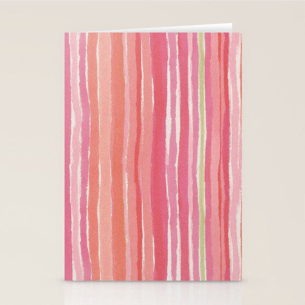 Pink Peach Summer Stripes Stationery Card Gallery Image 1