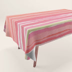Pink Peach Summer Stripes Tablecloth Gallery Image 1