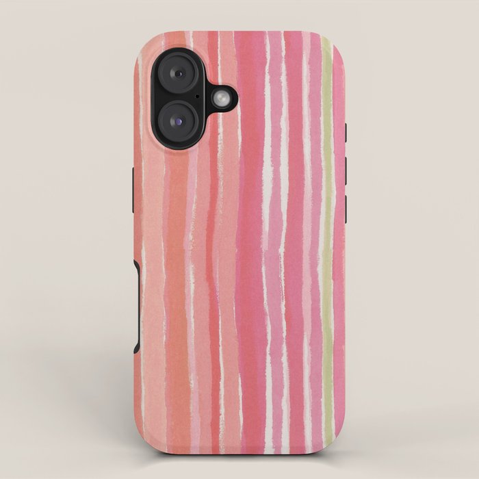 Pink Peach Summer Stripes iPhone Case Gallery Image 1