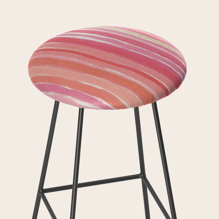 Pink Peach Summer Stripes Stool Gallery Image 2