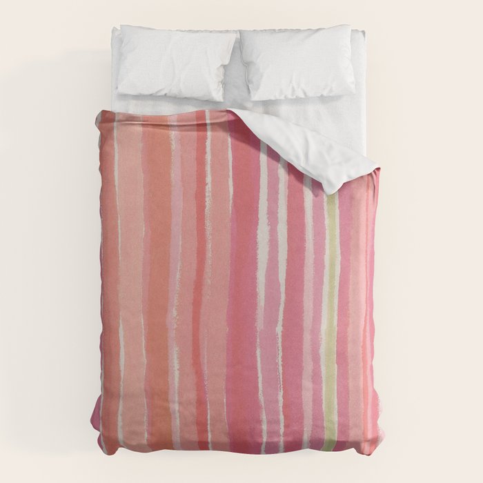 Pink Peach Summer Stripes Duvet Cover Gallery Image 6