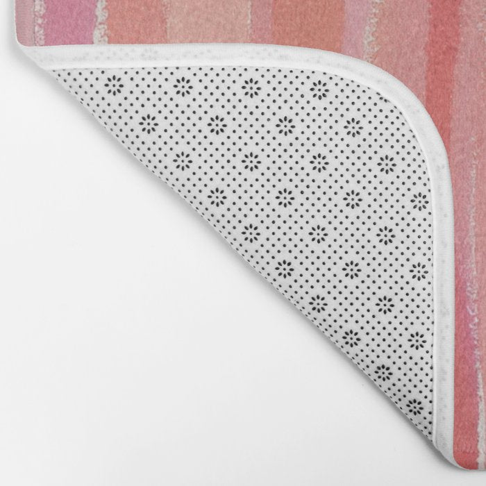 Pink Peach Summer Stripes Bath Mat Gallery Image 2