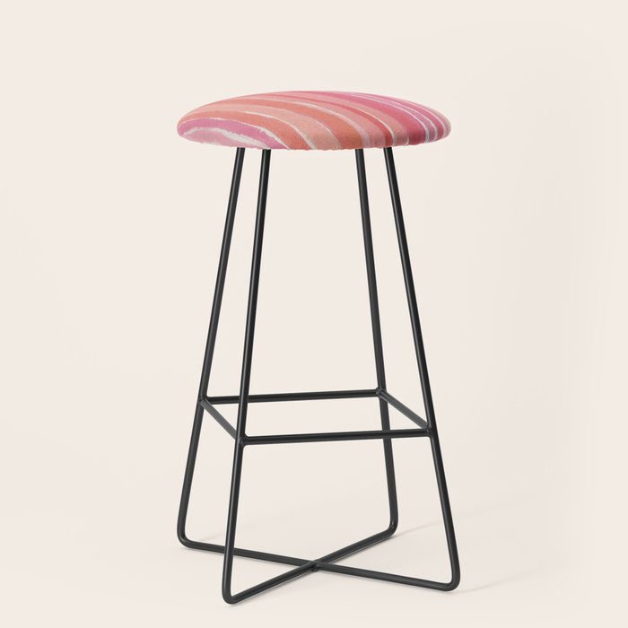 Pink Peach Summer Stripes Stool Gallery Image 1