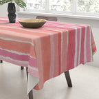 Pink Peach Summer Stripes Tablecloth Gallery Image 3
