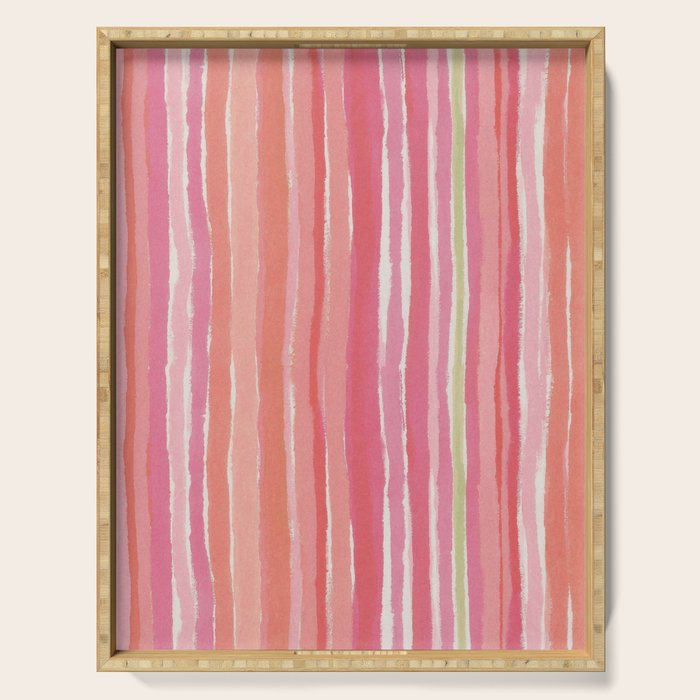 Pink Peach Summer Stripes Serving Tray Gallery Image 1