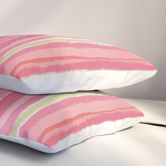 Pink Peach Summer Stripes Pillow Sham Gallery Image 3