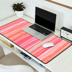 Pink Peach Summer Stripes Desk Mat Gallery Image 2