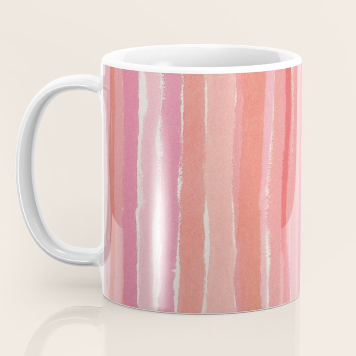 Pink Peach Summer Stripes Coffee Mug Gallery Image 3