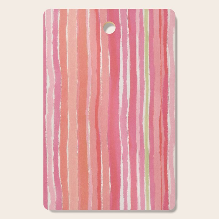 Pink Peach Summer Stripes Cutting Board Gallery Image 1