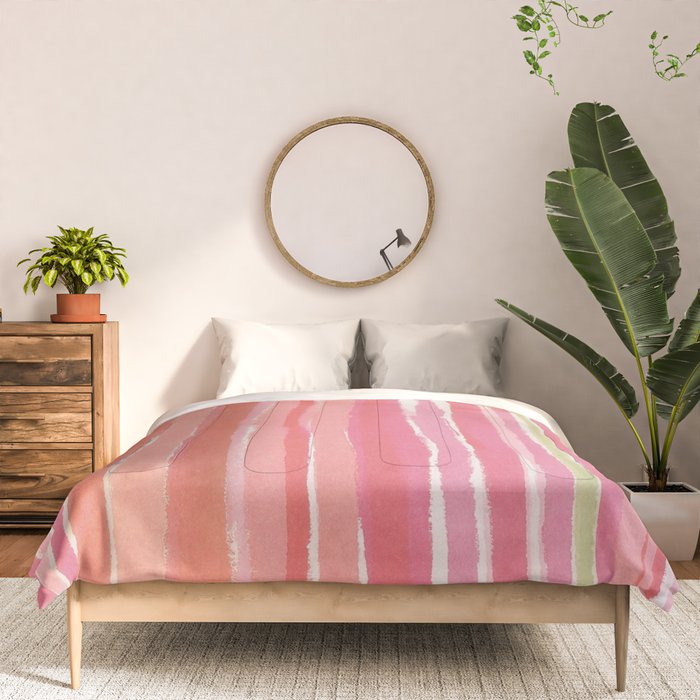 Pink Peach Summer Stripes Comforter Gallery Image 3